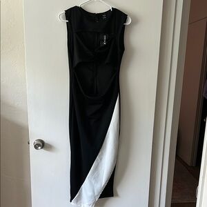 SHEIN Asymmetrical Black and White Cocktail Dress